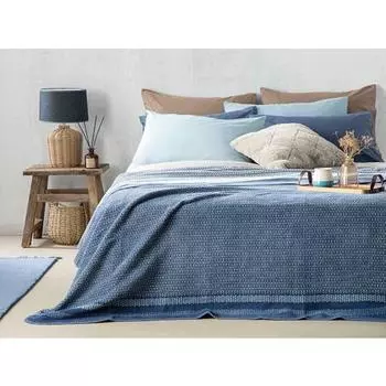 Хлопковое одинарное одеяло English Home с размытыми точками, 150 x 200 см, темно-синее
