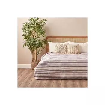 Хлопковое одинарное одеяло в полоску сиреневого цвета (150х200см)