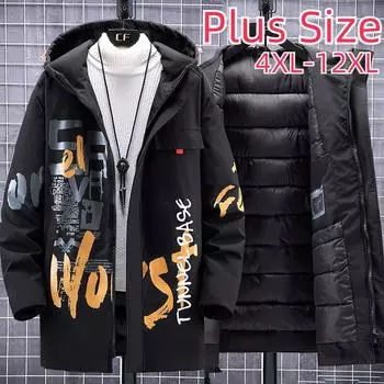Хлопковое пальто больших размеров, мужская куртка из толстого хлопка, зимнее стираное хлопковое пальто больших размеров, утепленная куртка в стиле панк 4XL-12XL 12XL чёрный