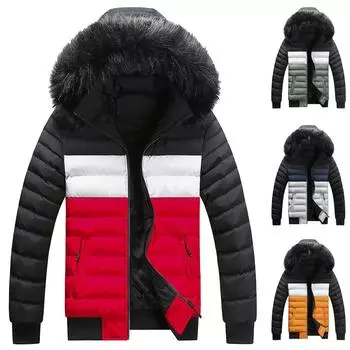 Хлопковое пальто для мужчин на осень и зиму Новое утолщенное бархатное пальто с капюшоном Зимняя одежда Повседневное мужское хлопковое пальто L жёлтый