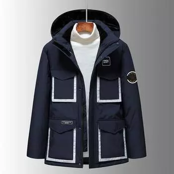 Хлопковое пальто для мужчин осень и зима новое мужское повседневное утолщенное молодежное однотонное хлопковое пальто средней длины мужская куртка M