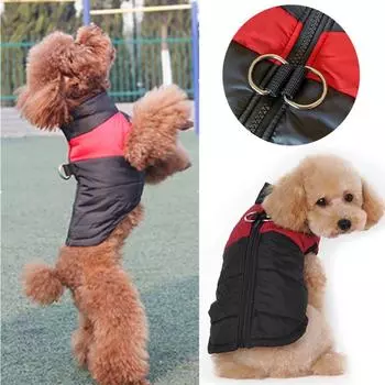 Хлопковое пальто для щенков, куртка, жилет для домашних животных, водонепроницаемая теплая одежда для собак, лыжный костюм для кошек, зимняя одежда S красный