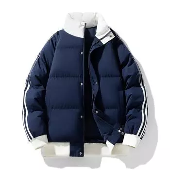 Хлопковое пальто, куртка, новое осенне-зимнее корейское модное свободное утолщенное мужское повседневное парное хлопковое пальто с воротником-стойкой, хлопковое пальто S