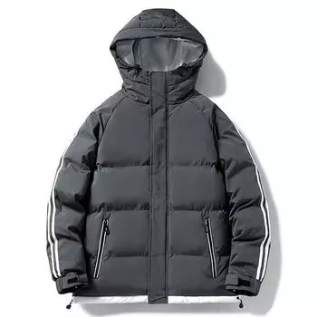 Хлопковое пальто мужское осенне-зимнее с капюшоном повседневное утолщенное пальто большого размера свободное ветрозащитное водонепроницаемое теплое однотонное мужское пальто M