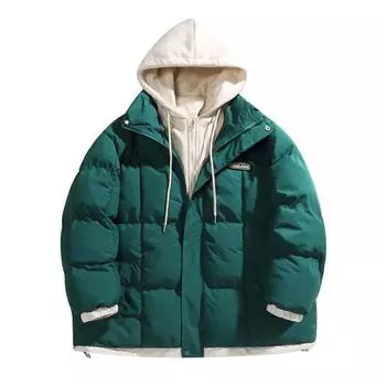 Хлопковое пальто мужское в американском японском ретро корейском стиле поддельное двухкомпонентное пальто в гонконгском стиле с капюшоном хлопковая куртка свободная теплая хлопковая куртка мужская одежда S