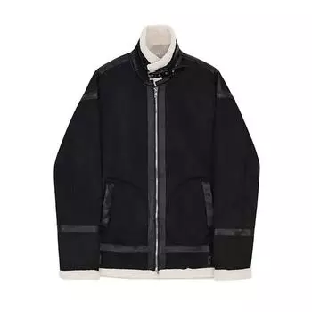 Хлопковое пальто, мужское зимнее замшевое хлопковое пальто в корейском стиле, модное свободное цельное пальто из овечьей шерсти с утолщенным мехом M чёрный