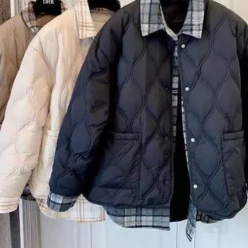 Хлопковое пальто, осенние и зимние модели, толстая свободная студенческая рубашка в клетку в стиле ретро, женская хлопковая куртка из двух предметов XXXL