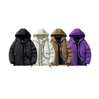 Хлопковое пальто с капюшоном, мужская осенне-зимняя куртка, новый стиль, утолщенный бархат, модная свободная теплая куртка с капюшоном M