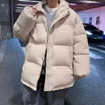 Хлопковое пальто с капюшоном, мужская зимняя свободная утолщенная хлопковая куртка, модная брендовая пара, студенческое хлопковое пальто, теплая куртка больших размеров для мужчин M