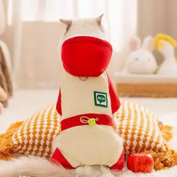 Хлопковое пальто с контрастной строчкой для четвероногих собак маленьких пород - дизайн Teddy Bear & Panda M красный