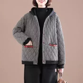 Хлопковое пальто, женская осенне-зимняя свободная утолщенная повседневная куртка с капюшоном, короткая удобная повседневная куртка XL красный