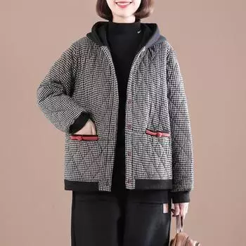 Хлопковое пальто, женская осенне-зимняя свободная утолщенная повседневная куртка с капюшоном, короткая удобная повседневная куртка XL красный