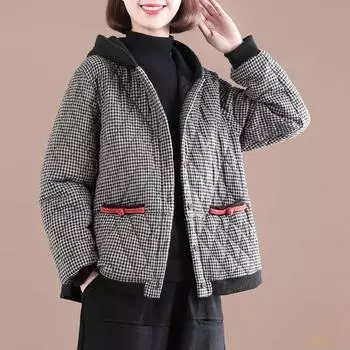 Хлопковое пальто, женская осенне-зимняя свободная утолщенная повседневная куртка с капюшоном, короткая удобная повседневная куртка XL красный