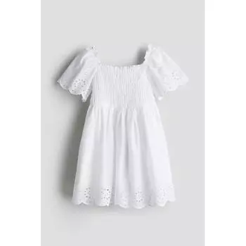 Хлопковое платье с деталями HM Broderie Anglaise, белое