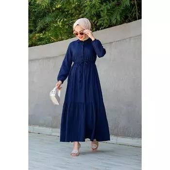 Хлопковое платье с запахом Nare, темно-синий