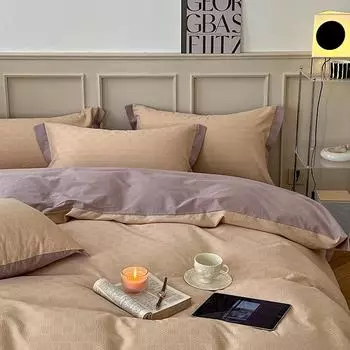 Хлопковое пододеяльник, простыни, комплект из четырех предметов из стираного хлопкового жаккарда, комплект постельного белья из четырех предметов. 1.2m bed sheet 3pcs