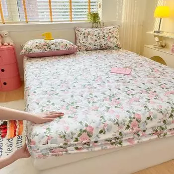 Хлопковое покрывало на кровать для матери и ребенка, комплект из трех предметов, утолщенное покрывало на кровать, защитная наволочка для матраса «все включено» 90*200cm