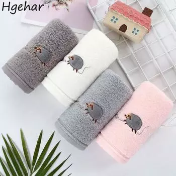 Хлопковое полотенце для лица с вышивкой в виде милого ягненка, чистое, удобное, приятное для кожи, впитывающее, для дома, для взрослых, простое, прочное, эстетичное, шикарное 75-35cm белый