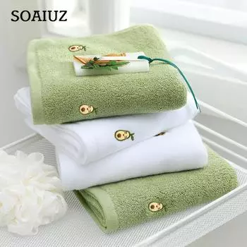 Хлопковое полотенце из авокадо с вышивкой 34 * 74 см, полотенце для мытья лица из чистого хлопка, мягкое и впитывающее вышитое полотенце для взрослых 34x74cm