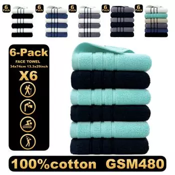 Хлопковое полотенце, утолщенное хлопковое полотенце для лица, набор из шести предметов, ПОЛОТЕНЦЕ ДЛЯ ЛИЦА, теплое и удобное домашнее ежедневное средство первой необходимости, искусно сотканные полотенца 34*74CM