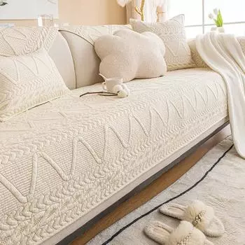 Хлопковое сиденье, чехол для дивана, угловой диван, мебель для гостиной, защитный чехол, чехол для шезлонга, нескользящая подушка W70 x L70cm 1pcs белый