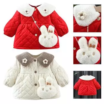 Хлопковое стеганое пальто для девочек и бархатное зимнее детское пальто, утепленная детская одежда 80 красный