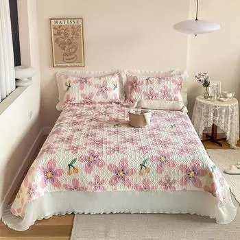 Хлопковое стеганое покрывало с татами, цельное хлопковое четырехсекционное утолщенное покрывало, комплект из трех предметов, универсальное пододеяльник на четыре сезона 150*200cm quilt cover