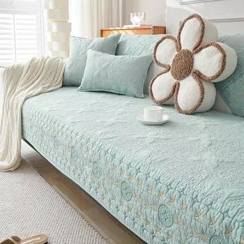 Хлопковое стеганое полотенце для дивана, секционный чехол для дивана, противоскользящий чехол для дивана в форме буквы L для детей, собак, подлокотников, спинок, мебели, защитный чехол A 70x70