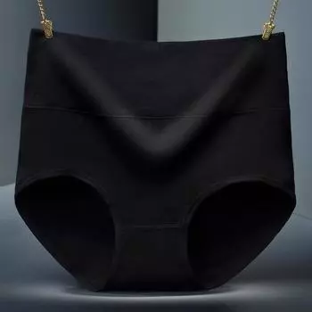 Хлопковое удобное женское нижнее белье больших размеров с плотной талией, нижнее белье с высокой талией, простые дышащие треугольные брюки M чёрный