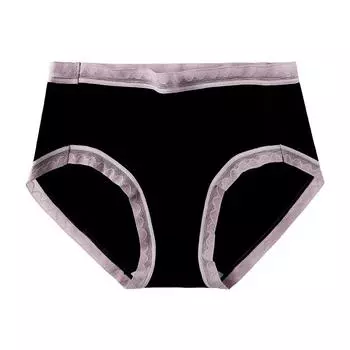 Хлопковое женское нижнее белье Длинный штапельный хлопок Нежное нижнее белье Удобное нижнее белье Дышащее и антибактериальное нижнее белье, женские трусы M чёрный