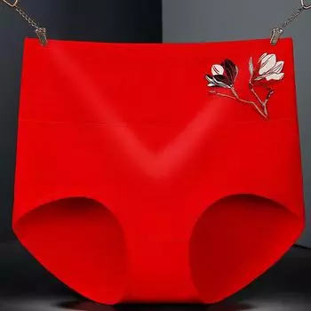 Хлопковое женское нижнее белье с высокой талией, дышащее женское нижнее белье с принтом, треугольные брюки для живота L озеро синий