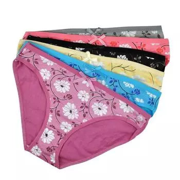 Хлопковое женское нижнее белье, трусы с низкой посадкой, женские трусики с цветочным принтом, нижнее белье, 6 шт. M