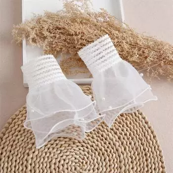 Хлопковые аксессуары Кружевной темперамент Маленький аромат Трехмерные кружевные декоративные манжеты белый