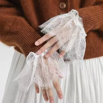Хлопковые аксессуары Кружевной темперамент Маленький аромат Трехмерные кружевные декоративные манжеты белый