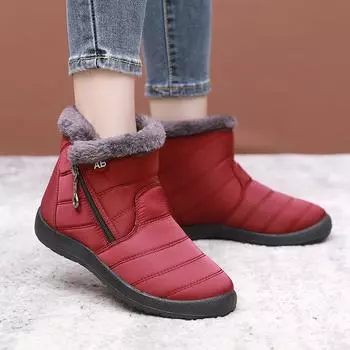 Хлопковые ботинки для мужчин и женщин, высокие зимние ботинки на молнии, водонепроницаемая утолщенная хлопковая обувь 36