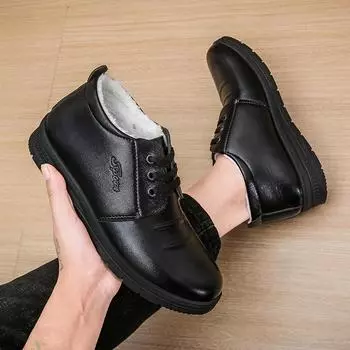 Хлопковые ботинки мужские зимние теплые бархатные утолщенные высокие зимние ботинки мужские среднего и пожилого возраста нескользящие водонепроницаемые ботинки из хлопковой кожи для пап 38