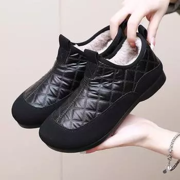 Хлопковые ботинки женские новые зимние водонепроницаемые и нескользящие модные корейские версии зимних ботинок, с набивкой и утолщением для сохранения тепла, однопедальные ботинки для мам 35 темно-коричневого