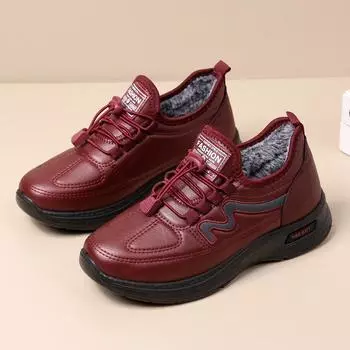 Хлопковые ботинки, женские повседневные универсальные, утепленные и защищающие от холода ботинки с одной педалью, бархатные зимние ботинки 39 красный