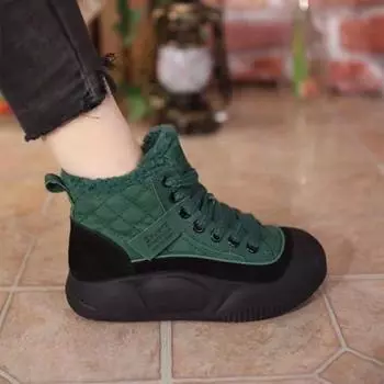 Хлопковые ботинки женские зимние бархатные утолщенные новые высокие зимние ботинки на толстой подошве для спорта и отдыха нескользящие короткие ботинки женские 35