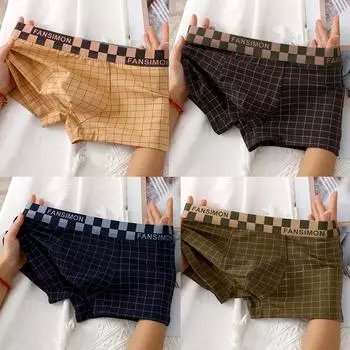 Хлопковые боксеры, мужское нижнее белье, клетчатые боксеры Calzoncillos, мужские боксеры Cuecas Masculinas, мужские шорты размера плюс 4XL M армия зеленый