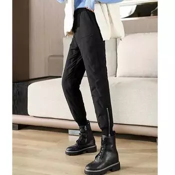 Хлопковые брюки, женская зимняя верхняя одежда, модные теплые толстые холодостойкие свободные шаровары 4XL белый