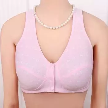 Хлопковые бюстгальтеры с пряжкой спереди, женское нижнее белье, передний закрытый бюстгальтер для отдыха, удобное нижнее белье 80B розовый
