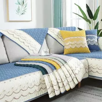 Хлопковые чехлы для диванов в европейском стиле, чехлы для полотенец, противоскользящие чехлы на сиденья, кружевной декор, чехлы для диванов для гостиной, роскошный коврик для дивана cushion cover 45x45