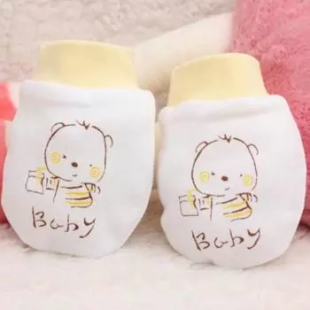 Хлопковые детские перчатки с защитой от царапин для новорожденных мальчиков и девочек, защита лица жёлтый