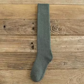 Хлопковые длинные махровые носки, утолщенные, теплые, термоноски для икр, зимние компрессионные чулки для женщин и мужчин зелёный
