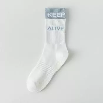 Хлопковые дышащие носки для йоги до середины икры, однотонные полосатые противоскользящие спортивные носки, носки для пилатеса, носки для танцев, фитнеса и тренировок белый