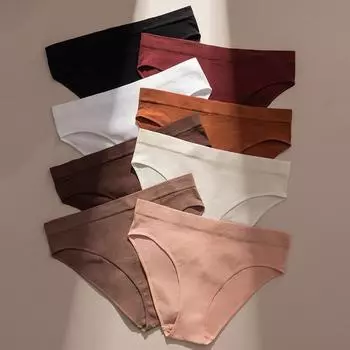 Хлопковые дышащие трусики для женщин, мягкие удобные трусы, нижнее белье с буквенным принтом, женские трусы, однотонное нижнее белье M чёрный