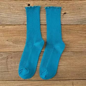 Хлопковые дышащие женские носки Харадзюку Ретро Уличная одежда Однотонные черные белые носки Женские Японские Каваи Милые Носки с оборками EUR 34-39