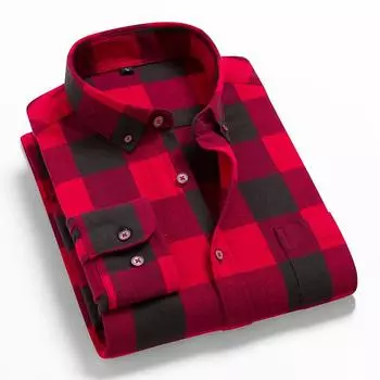 Хлопковые фланелевые повседневные рубашки для мужчин, клетчатый дизайн, с длинным рукавом, мягкие теплые мужские клетчатые рубашки на весну, осень, зиму, воротник на пуговицах с передним карманом S