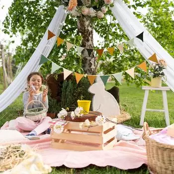 Хлопковые гирлянды из флажков для детской комнаты Треугольные флаги Вымпелы Баннеры Детская комната День рождения Вечеринка Настенные украшения 1